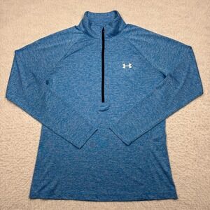 Under Armour Heat Gear 1/2 Zip Blue Pullover Track Jacket Women's Size Large